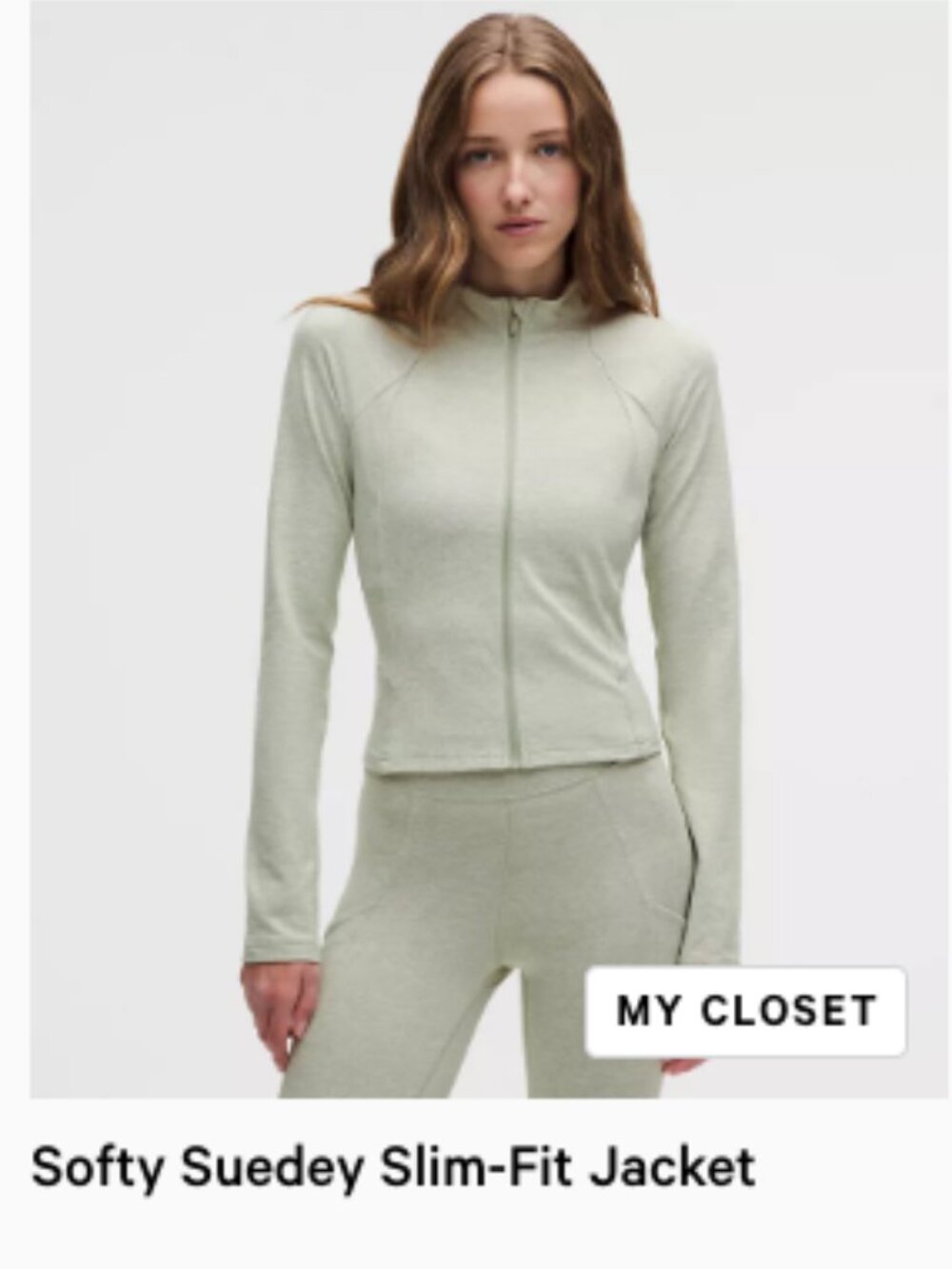 Lululemon - Softey Suedey Slim-Fit Jacket (Fog Green/White ) Size 6